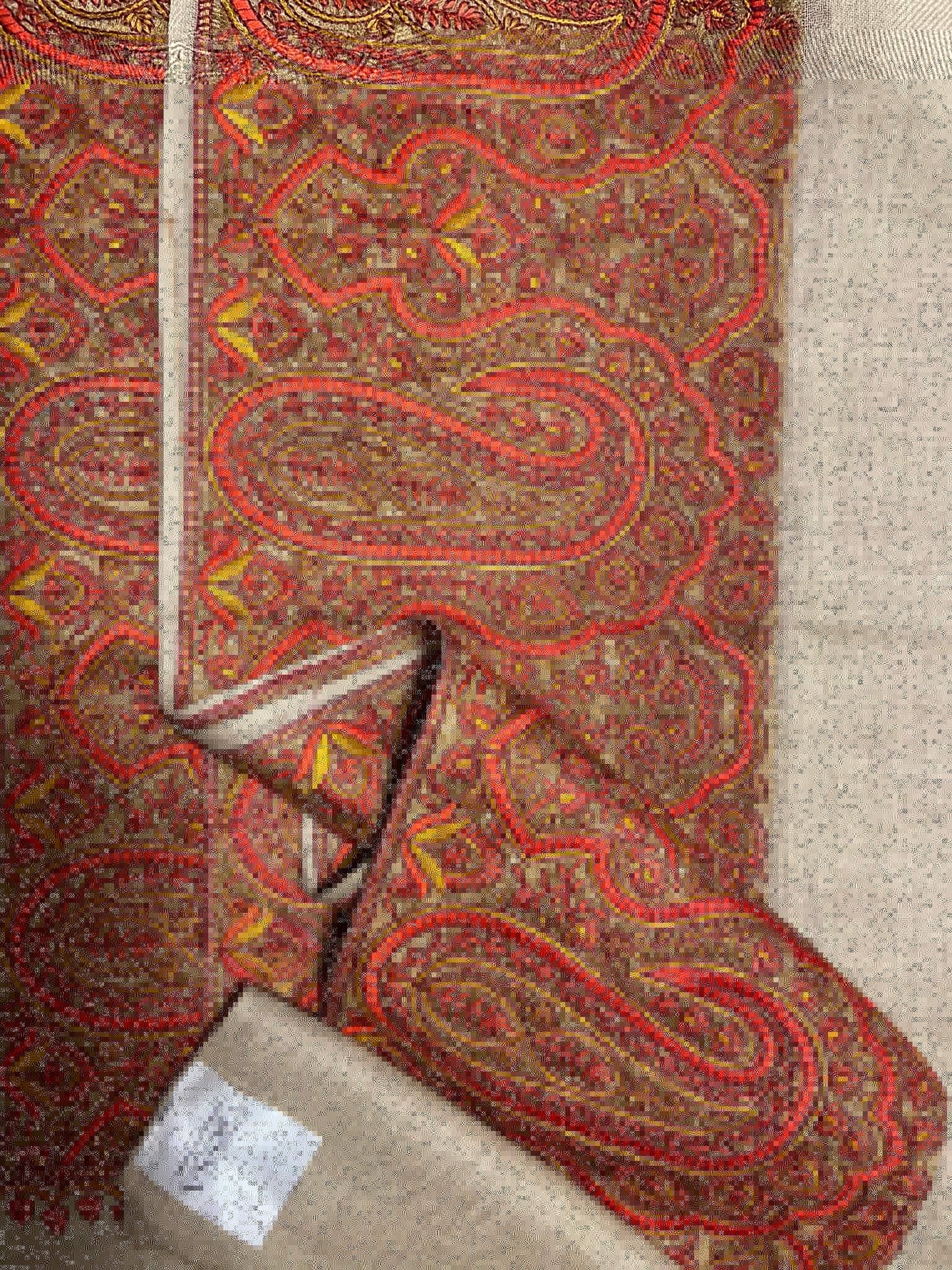 Border embroidery design |Beige Red Border