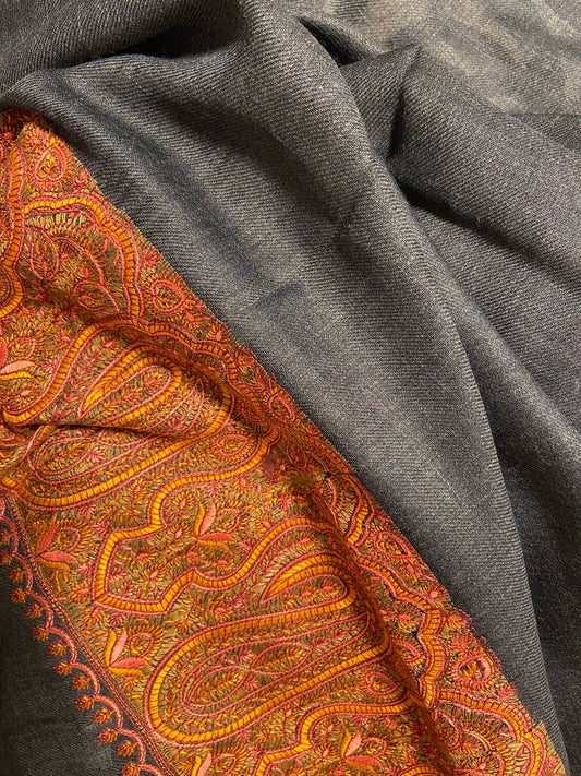 Border Embroidery Design| Black with Orange Border