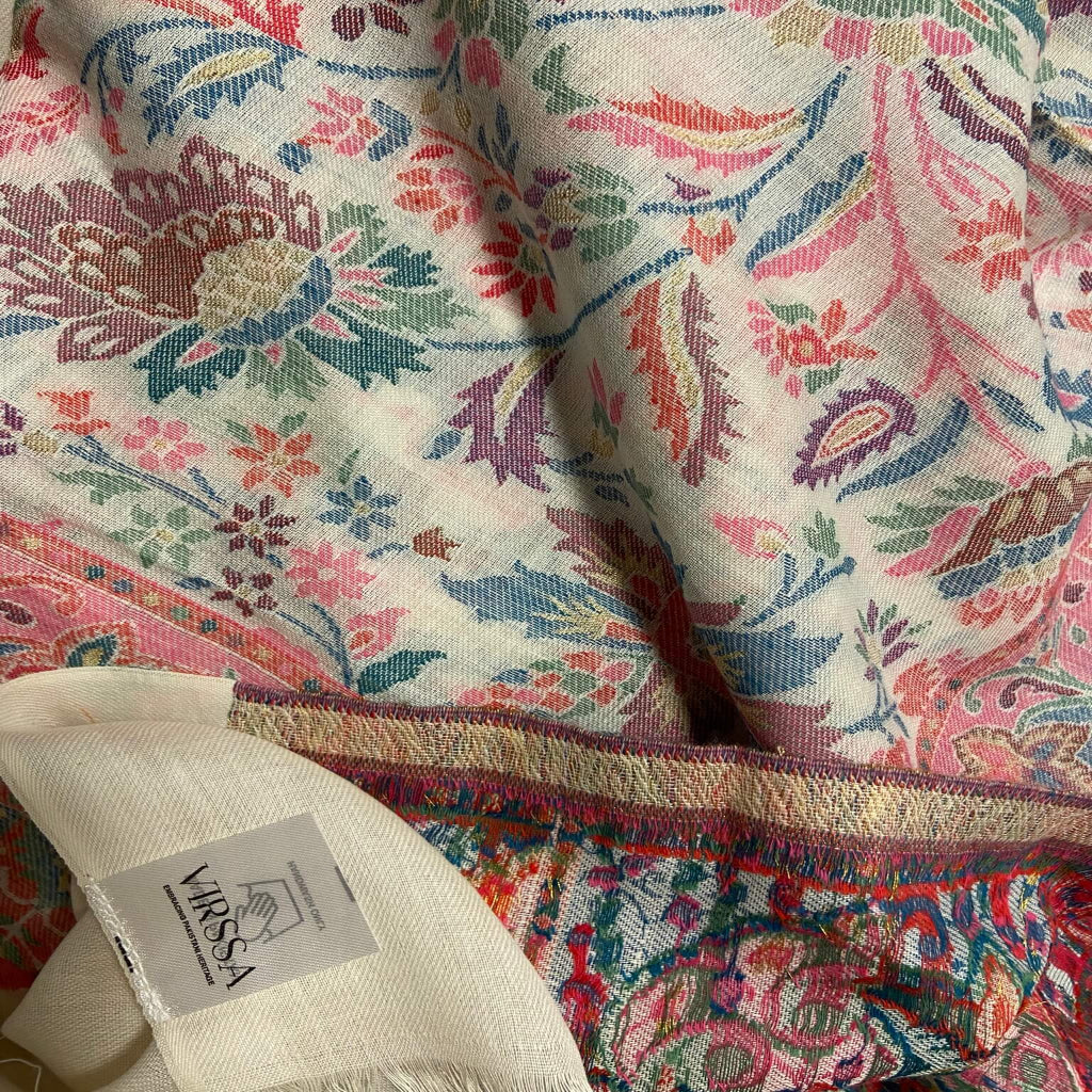Pastel Design | Pink Floral Pashmina Shawl