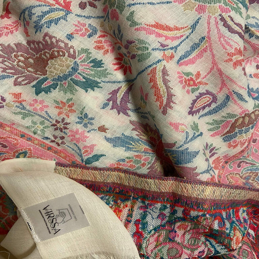 Pastel Design | Pink Floral Pashmina Shawl