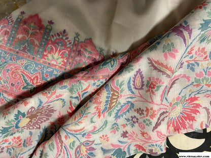 Pastel Design | Pink Floral Pashmina Shawl