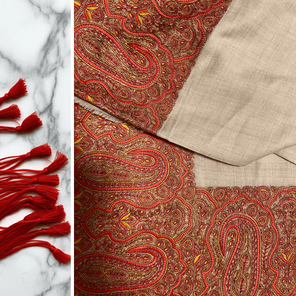 Border embroidery design |Beige Red Border