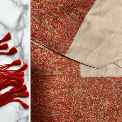 Border embroidery design |Beige Red Border