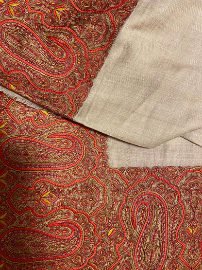 Border embroidery design |Beige Red Border