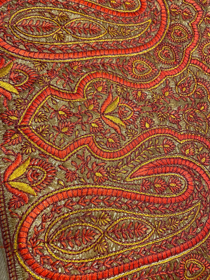 Border embroidery design |Beige Red Border