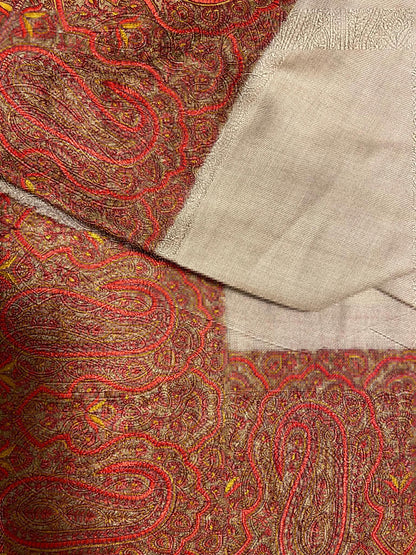 Border embroidery design |Beige Red Border