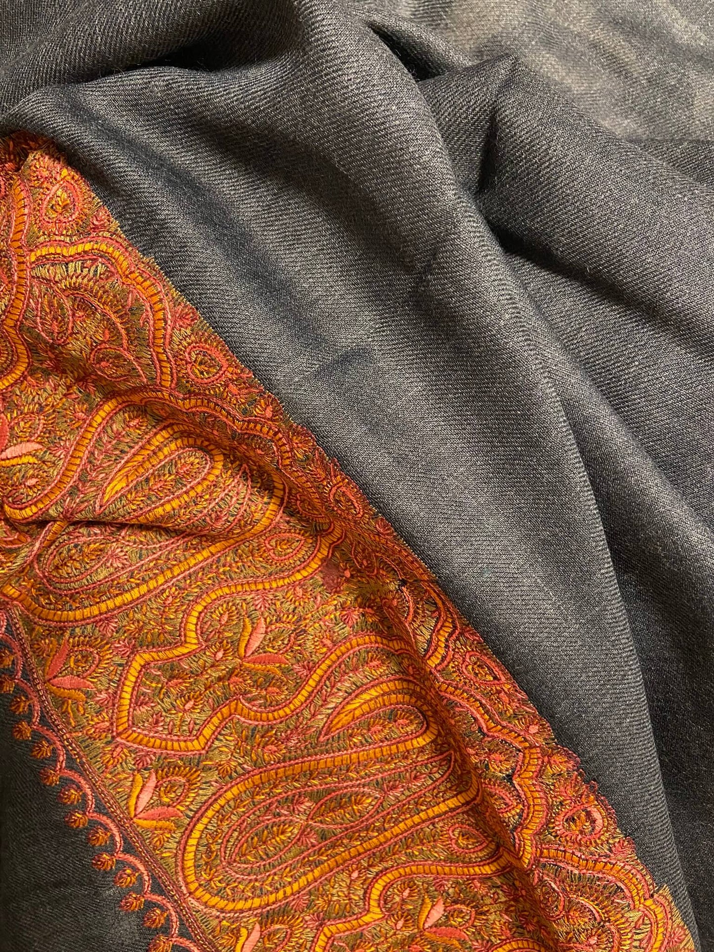 Border Embroidery Design| Black with Orange Border