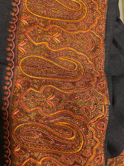Border Embroidery Design| Black with Orange Border