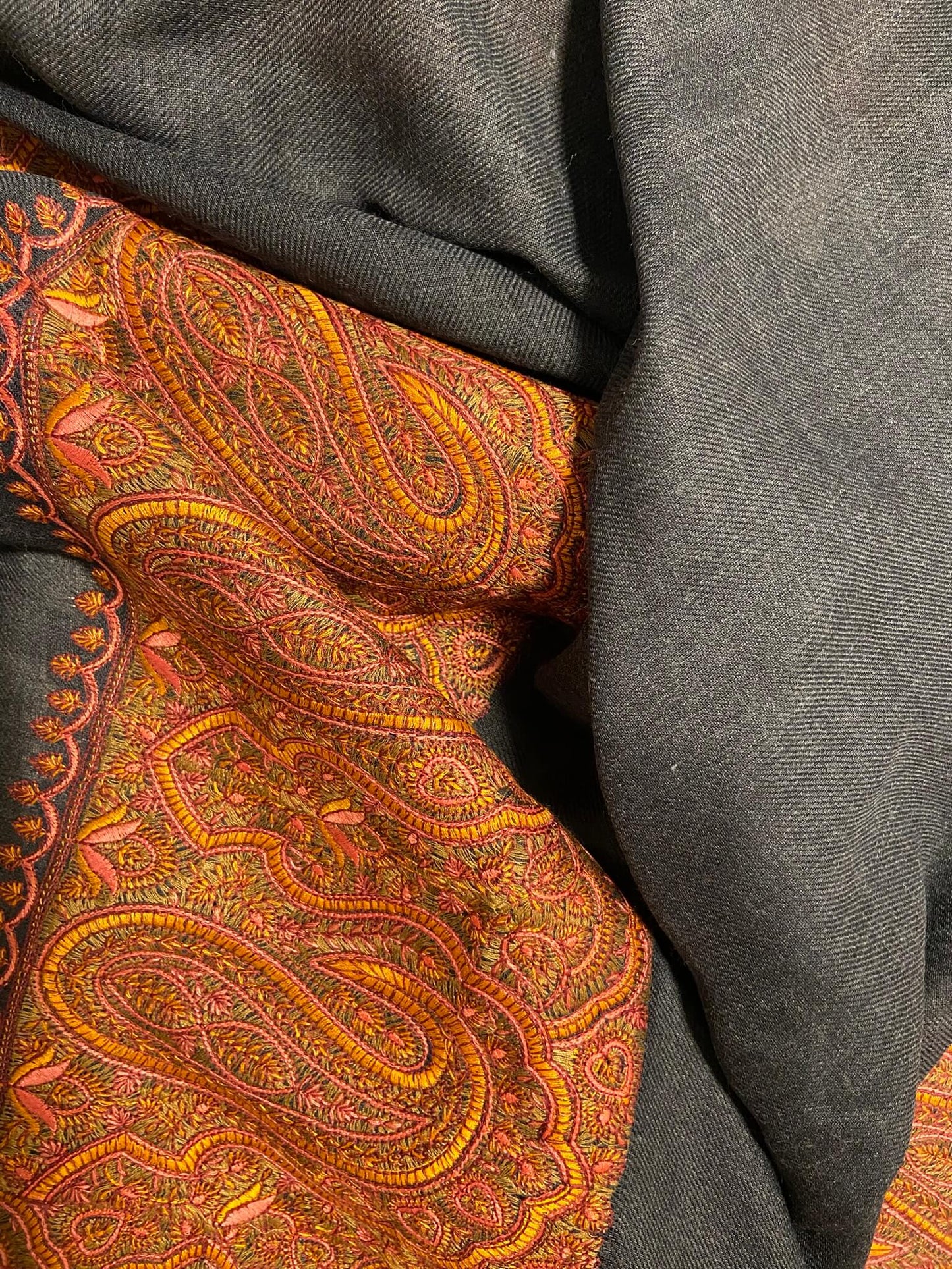 Border Embroidery Design| Black with Orange Border