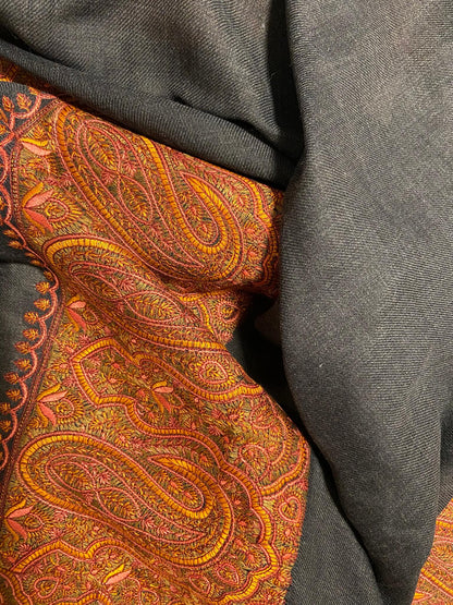 Border Embroidery Design| Black with Orange Border