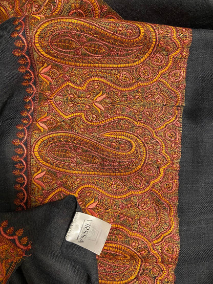 Border Embroidery Design| Black with Orange Border