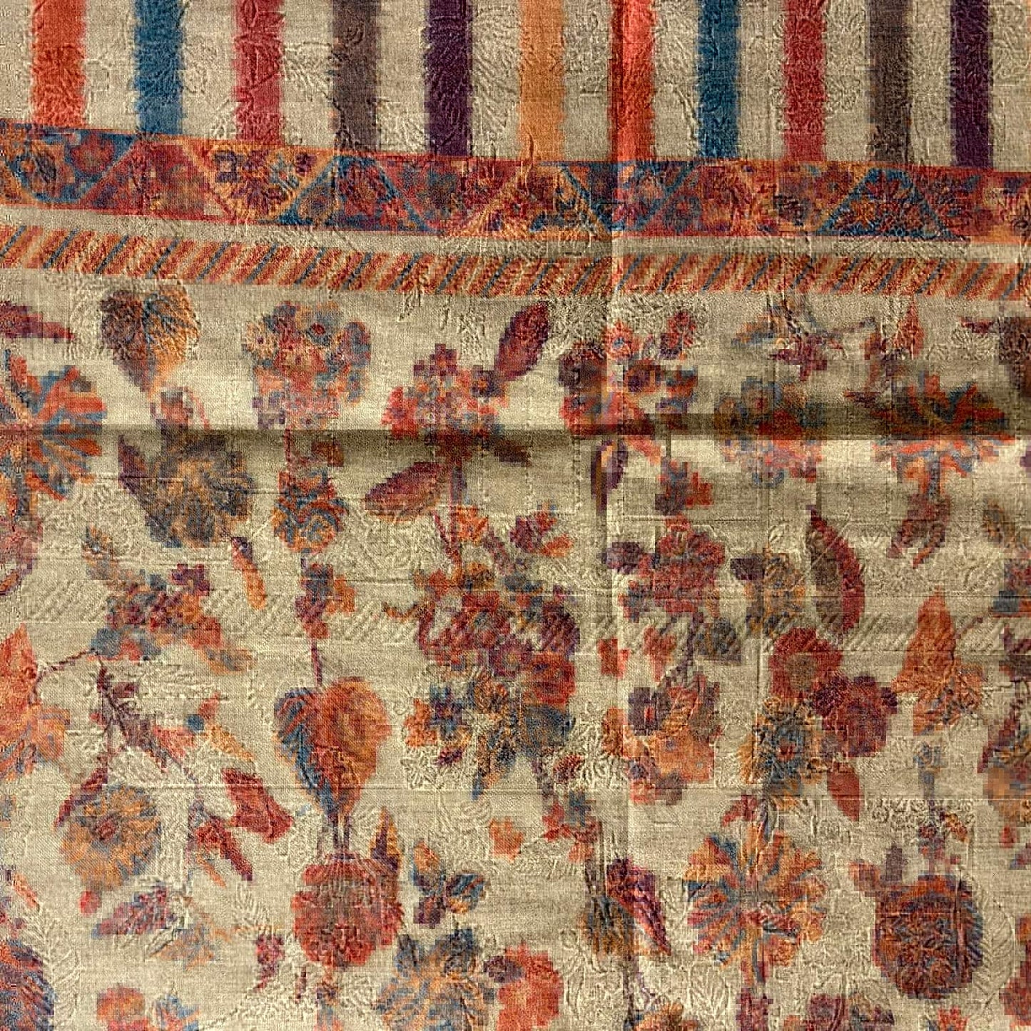 Fine Design |Beige Multi Color Kanni Shawl