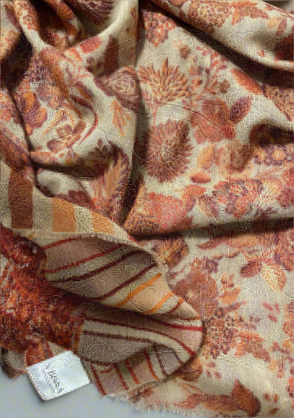 Floral Design|Floral Beige Red Flowers Shawl