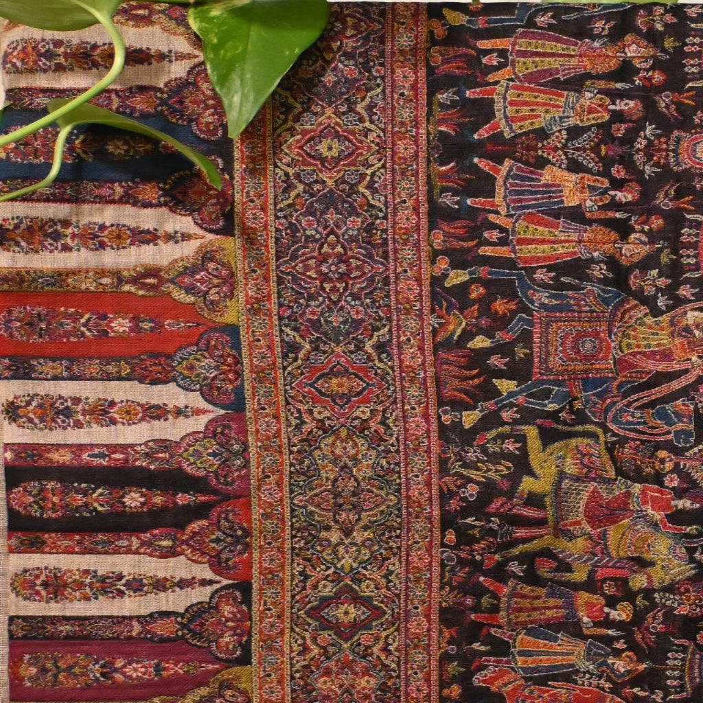 Mughal Design| Beige Dark Blue