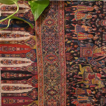 Mughal Design| Beige Dark Blue